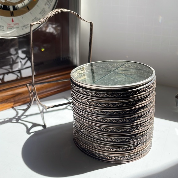 Antique Webster Sterling Silver Star ⭐️ Crystal  Coasters - Picture 2 of 7